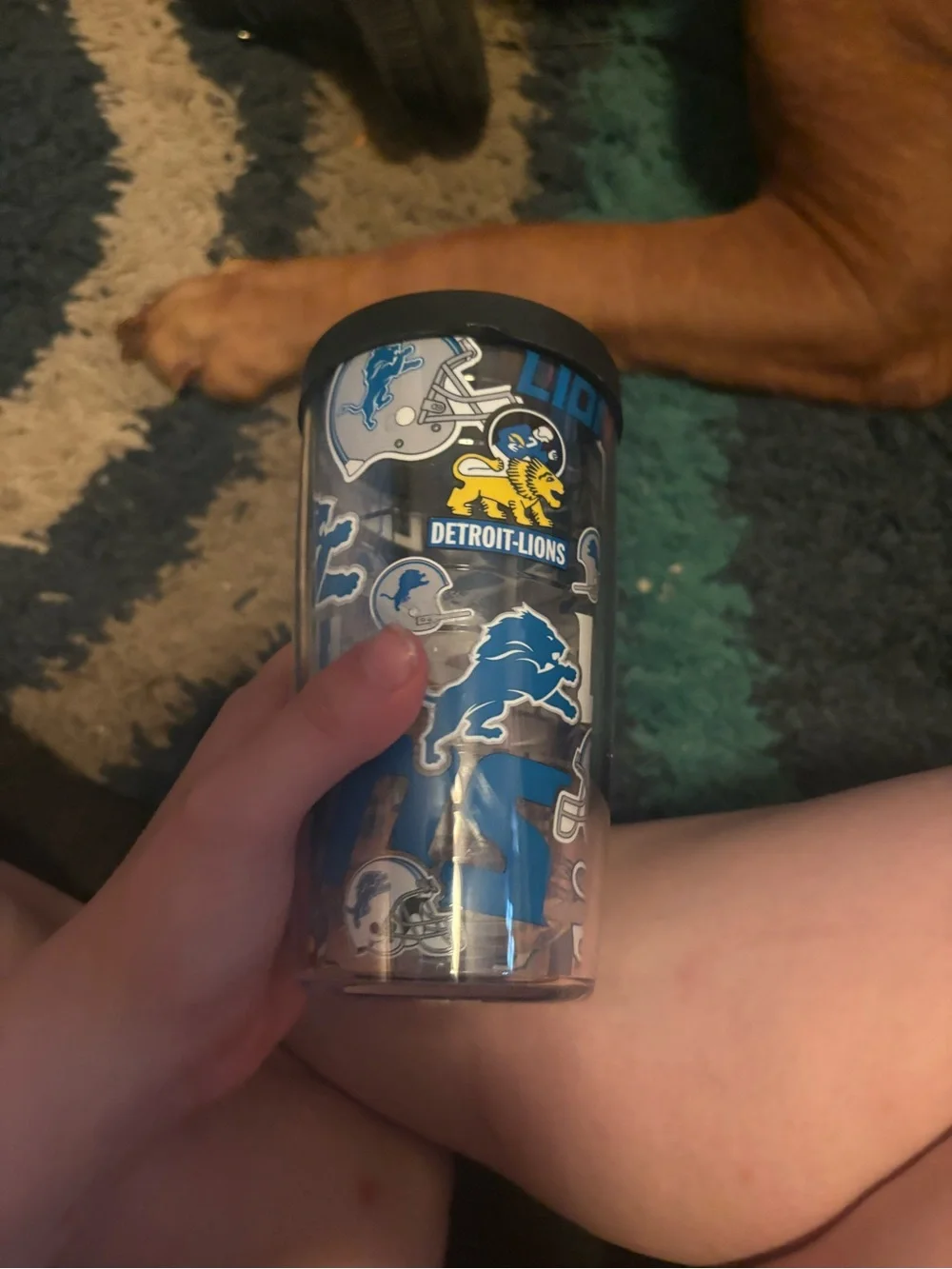 NFL Detroit Lions Blue Clear Tumbler with Yellow Logo